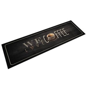 vidaXL Kuchynsk&yacute; koberec, prateľn&yacute;, n&aacute;pis Coffee 45x150 cm, zamat
