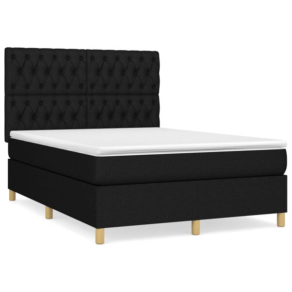 vidaXL Boxspring posteľ s matracom čierny 140x190 cm l&aacute;tka