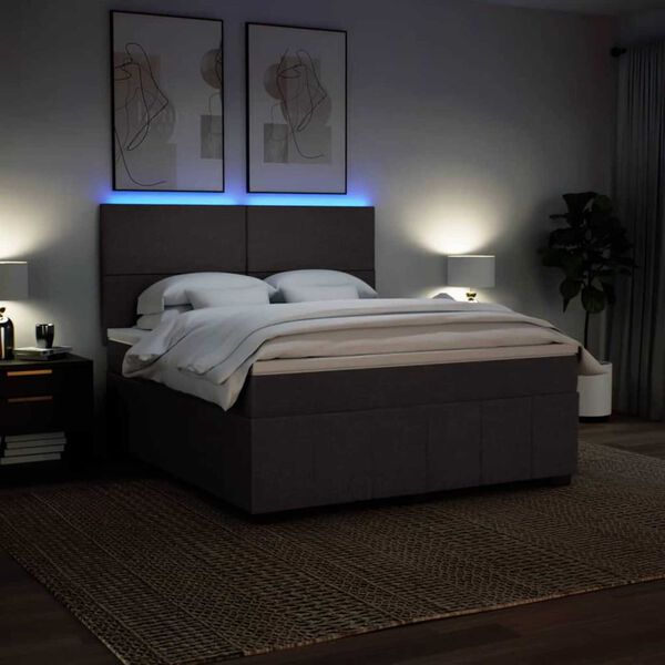 vidaXL Boxspring posteľ s matracom tmavohned&aacute; 180x200 cm l&aacute;tka