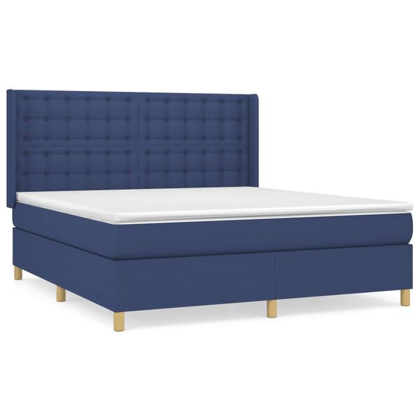 vidaXL Posteľn&yacute; r&aacute;m boxspring s matracom modr&yacute; 160x200 cm l&aacute;tka