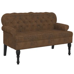 vidaXL Lavička s operadlom hned&aacute; 119,5x64,5x75 cm umel&aacute; semi&scaron;ov&aacute; koža