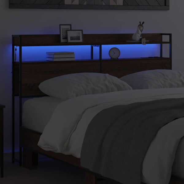 vidaXL &Uacute;ložn&eacute; čelo s poličkou Hned&yacute; dub 120 cm Kompozitn&eacute; drevo