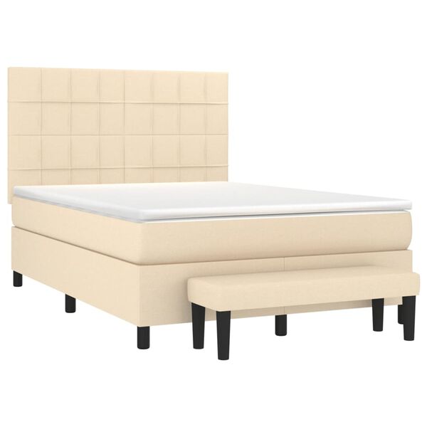 vidaXL Boxspring posteľ s matracom kr&eacute;mov&yacute; 140x190 cm l&aacute;tka