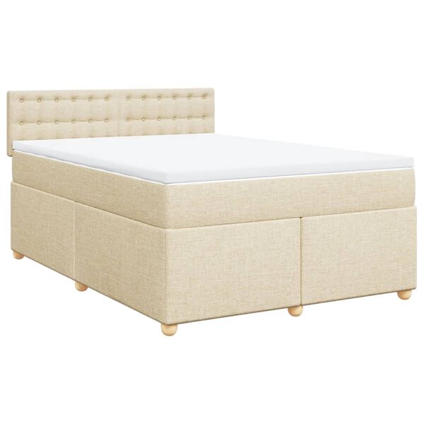 vidaXL Posteľn&yacute; r&aacute;m boxspring s matracom kr&eacute;mov&yacute; 140x200 cm l&aacute;tka