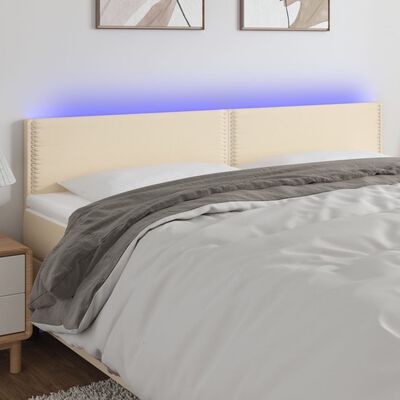 vidaXL Čelo postele s LED krémové 200x5x78/88 cm látka