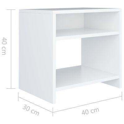 vidaXL Nočný stolík biely 40x30x40 cm drevotrieska