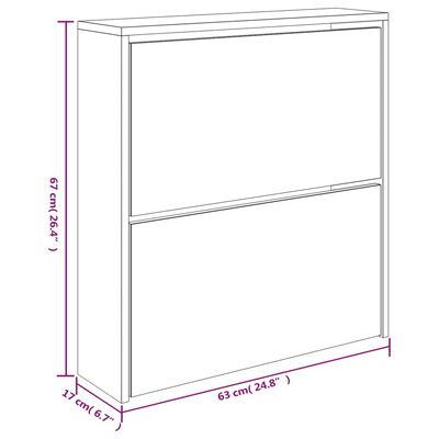 vidaXL Botník so zrkadlom 2-poschodový sivý sonoma 63 x 17 x 67 cm