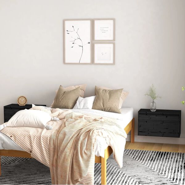 vidaXL N&aacute;stenn&eacute; skrinky 2 ks čierne 60x30x35 cm mas&iacute;vna borovica