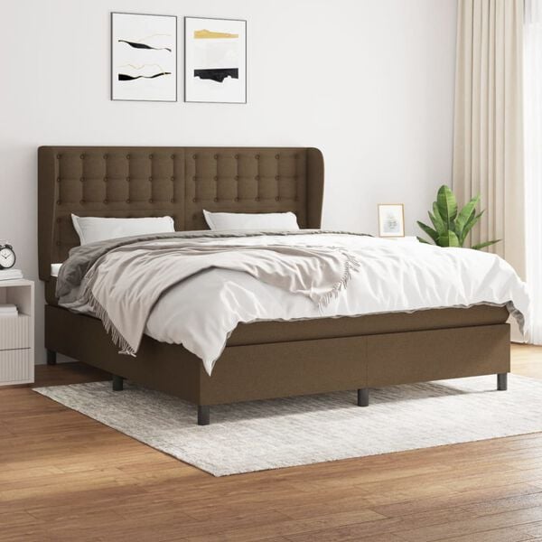 vidaXL Boxspring posteľ s matracom tmavohned&aacute; 180x200 cm l&aacute;tka
