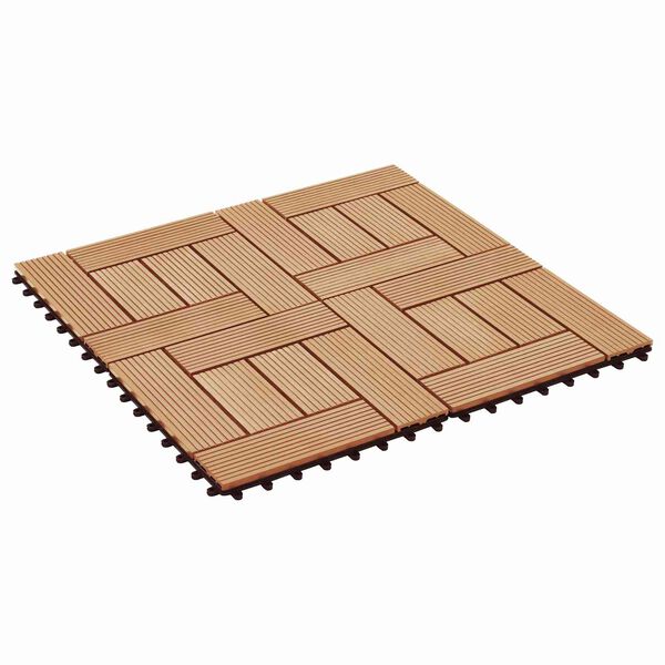 vidaXL Dlažba na terasu 11 pcs T&iacute;k 30 x 30 cm drevoplast