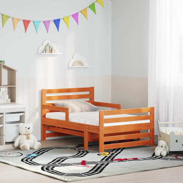 vidaXL R&aacute;m postele Hned&aacute; 80 x 200 cm Mas&iacute;vne borovicov&eacute; drevo