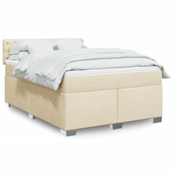 vidaXL Boxspring posteľ s matracom kr&eacute;mov&yacute; 140x190 cm l&aacute;tka