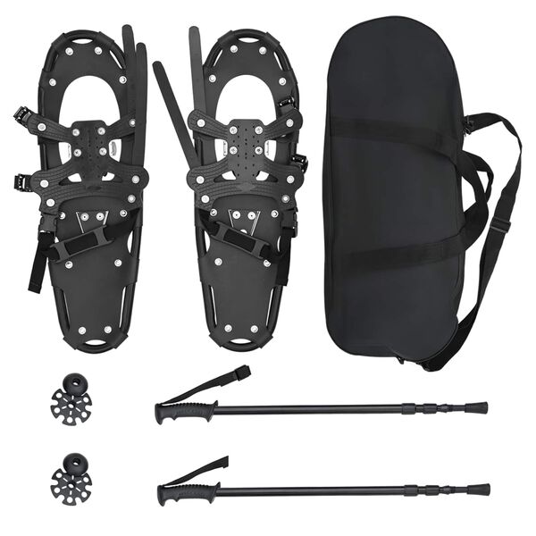 vidaXL 3 v 1 snežnice s turistick&yacute;mi palicami Čierna 25 palcov