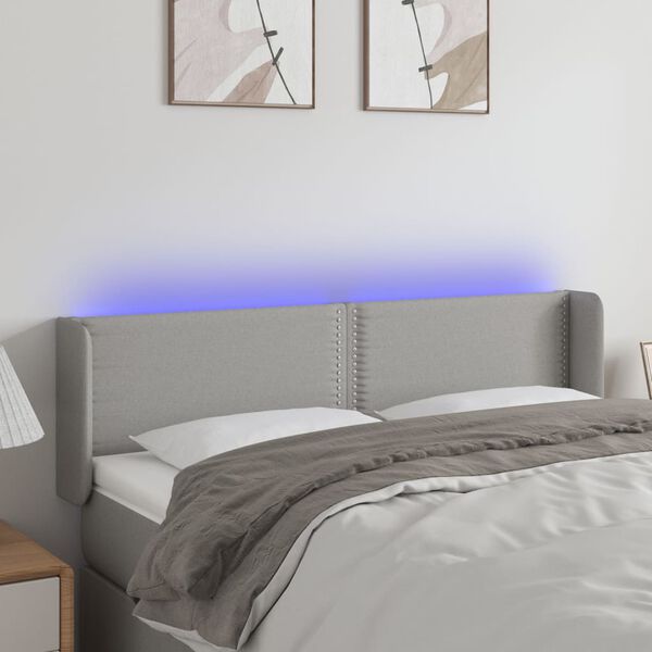 vidaXL Čelo postele s LED bledosiv&eacute; 147x16x78/88 cm l&aacute;tka