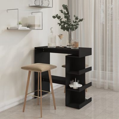 vidaXL Barový stolík s úložným regálom čierny 100x50x101,5 cm drevotrieska