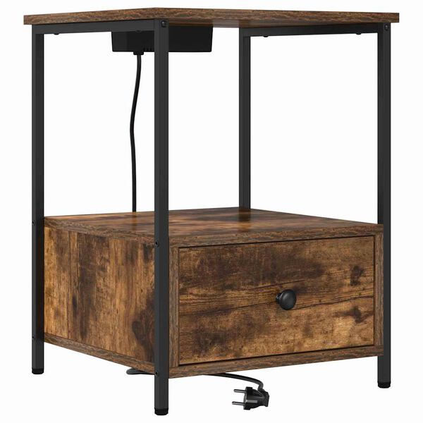 vidaXL Nočn&yacute; stol&iacute;k Dymov&aacute; dub 42 x 41 x 56 cm Kompozitn&eacute; drevo