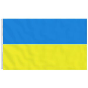 vidaXL Ukrajinsk&aacute; vlajka s mosadzn&yacute;mi priechodkami 90x150 cm