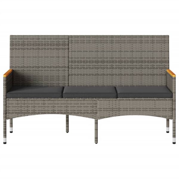 vidaXL 3-miestna záhradná lavica s vankúšmi sivá polyratan