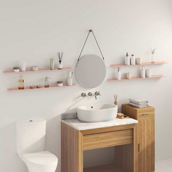 vidaXL Z&aacute;vesn&aacute; polica N&aacute;stenn&yacute; 4 pcs Ružov&aacute; 100 x 9 x 2,5 cm Oceľ