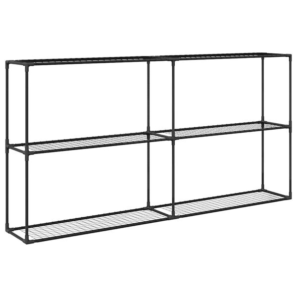 vidaXL 3-podlažn&yacute; stojan na rastliny Čierna 200 x 32 x 104 cm Oceľ