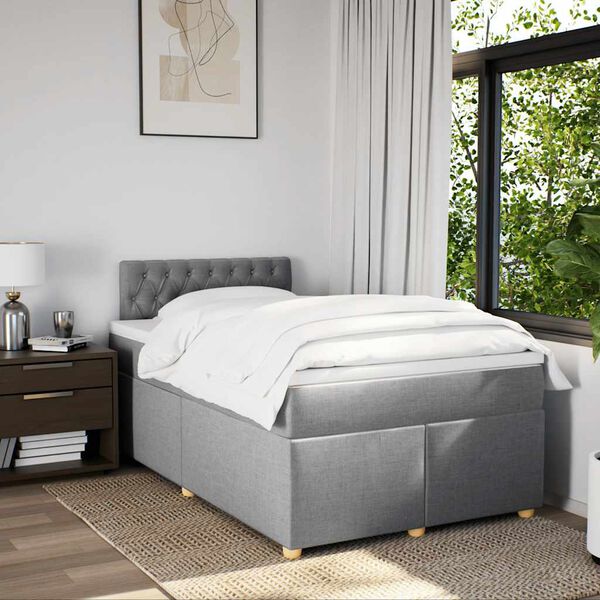vidaXL Boxspring posteľ s matracom bledosivá 120x190 cm látka