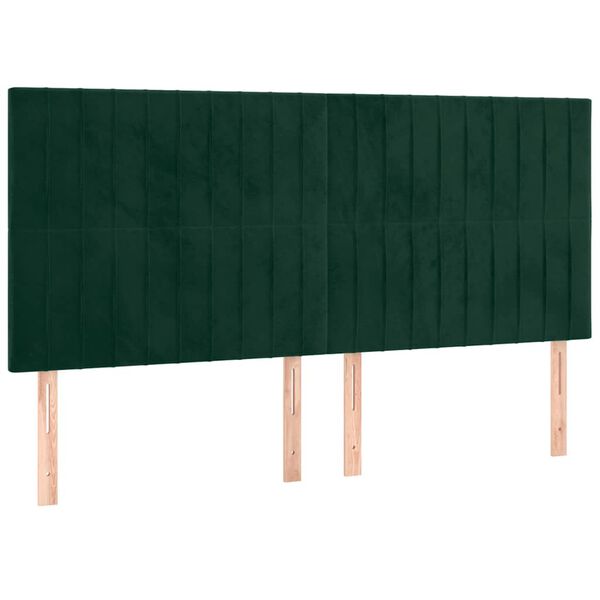 vidaXL Čelo postele s LED tmavozelen&eacute; 160x5x118/128 cm zamat