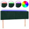 vidaXL Čelo postele s LED tmavozelen&eacute; 147x16x78/88 cm zamat