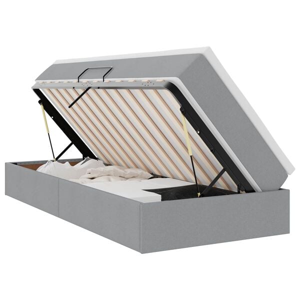 vidaXL Postel s &uacute;ložn&yacute;m prostorem a matrac&iacute; Svetlosiv&aacute; 100 x 200 cm