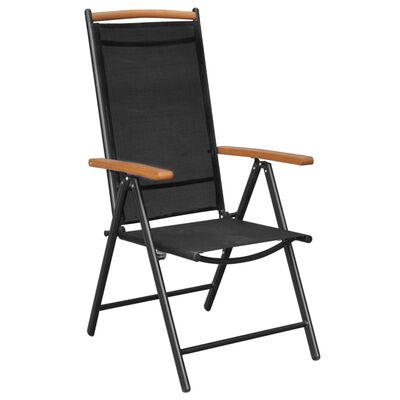 vidaXL Skladacie záhradné stoličky 4 ks hliník a textilén čierne