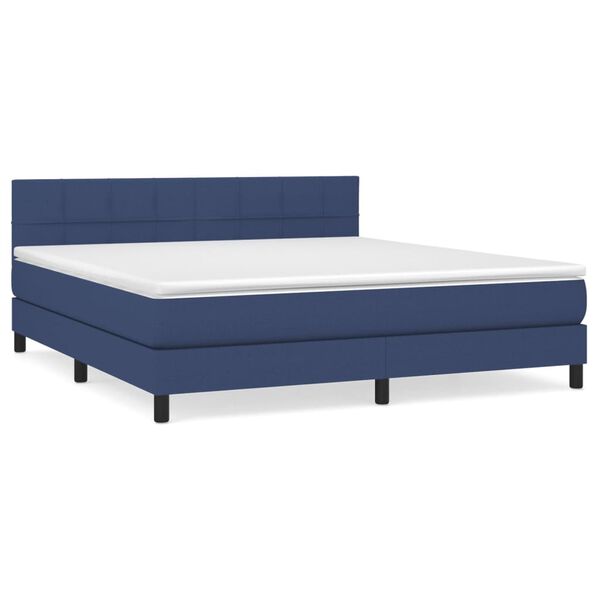 vidaXL Posteľn&yacute; r&aacute;m boxspring s matracom modr&yacute; 180x200 cm l&aacute;tka
