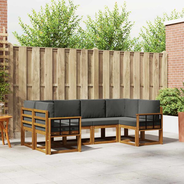 vidaXL Z&aacute;hradn&aacute; s&uacute;prava gaučov s vank&uacute;&scaron;om 6 pcs Pr&iacute;rodn&aacute; a antracitov&aacute;