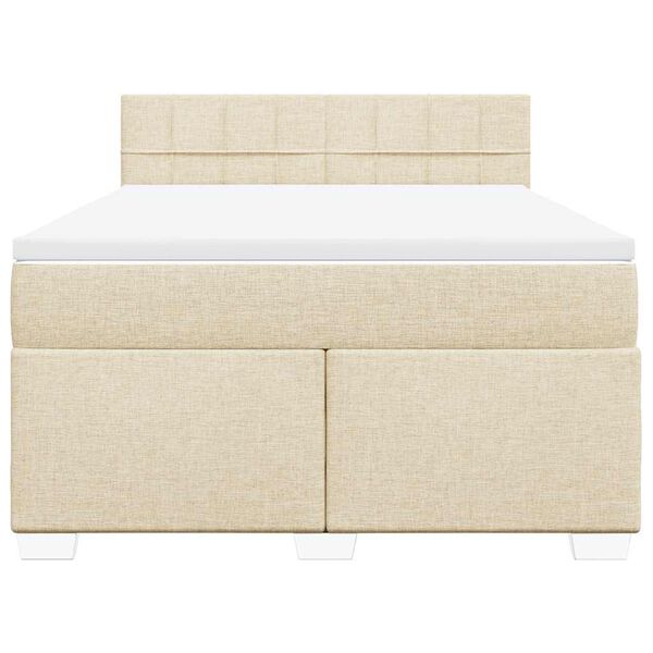vidaXL Boxspring posteľ s matracom kr&eacute;mov&yacute; 140x190 cm l&aacute;tka