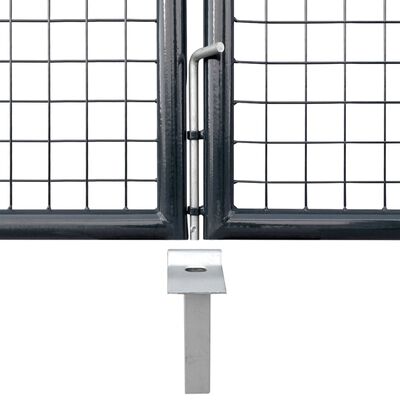 vidaXL Záhradná brána, pletivo, pozinkovaná oceľ 289x75 cm, sivá