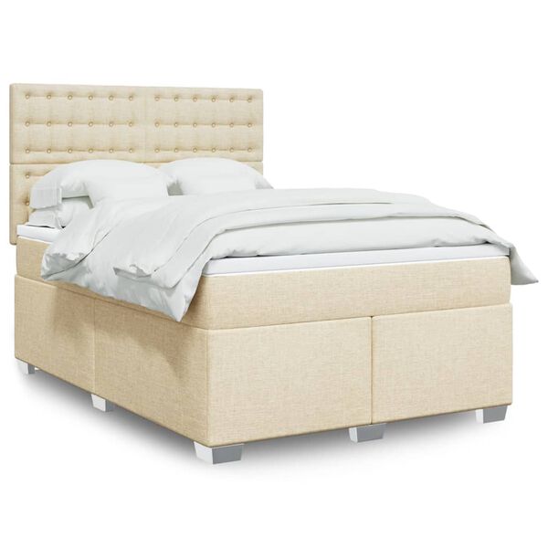 vidaXL Posteľn&yacute; r&aacute;m boxspring s matracom kr&eacute;mov&yacute; 140x200 cm l&aacute;tka