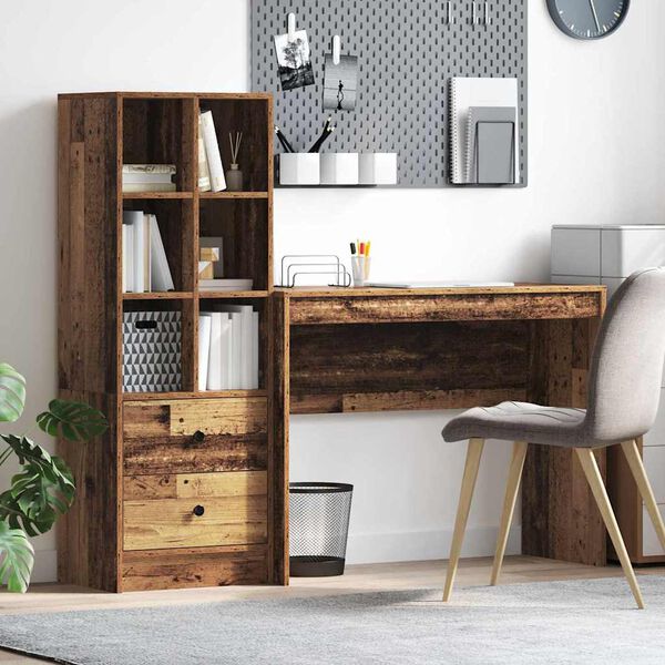 vidaXL Stôl so zásuvkou 2 pcs Staré drevo