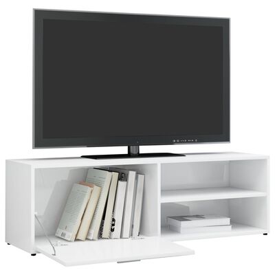vidaXL TV skrinka, lesklá biela 120x34x37 cm, drevotrieska