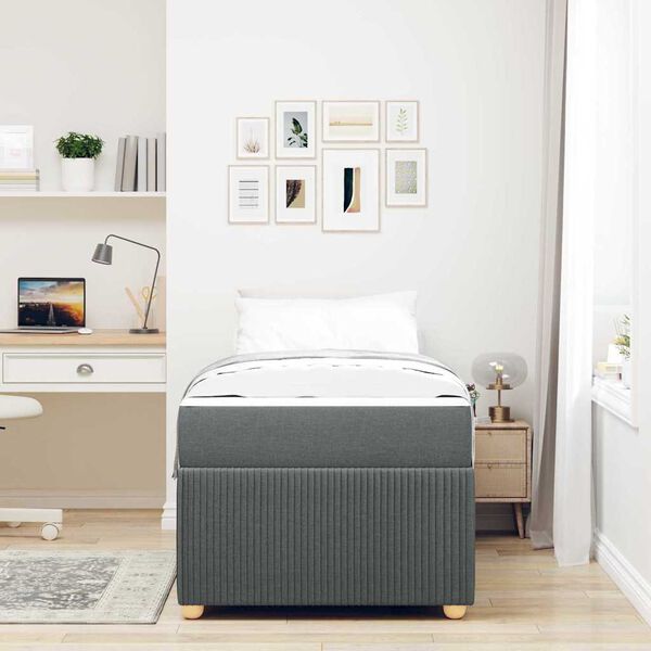 vidaXL Rám postele s matracom s matracmi Tmavo šedá 100 x 200 cm látka