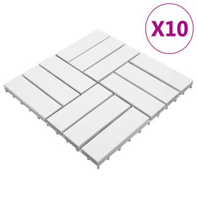 vidaXL Podlahové dlaždice 10 ks, biele 30x30 cm, akáciový masív