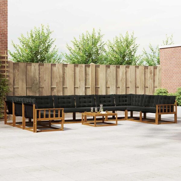 vidaXL Z&aacute;hradn&aacute; s&uacute;prava gaučov s vank&uacute;&scaron;om 11 pcs Pr&iacute;rodn&aacute; a čierna