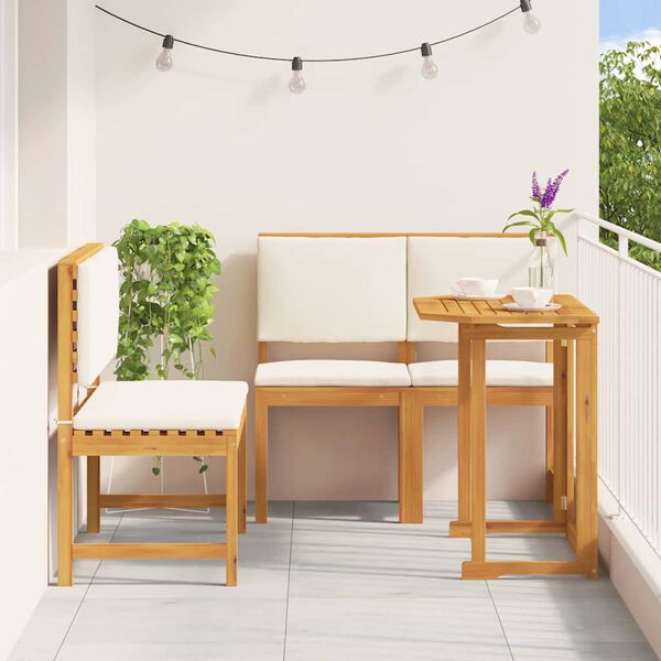vidaXL Záhradný bistro set 3 pcs Hnedá Pevné akáciové drevo
