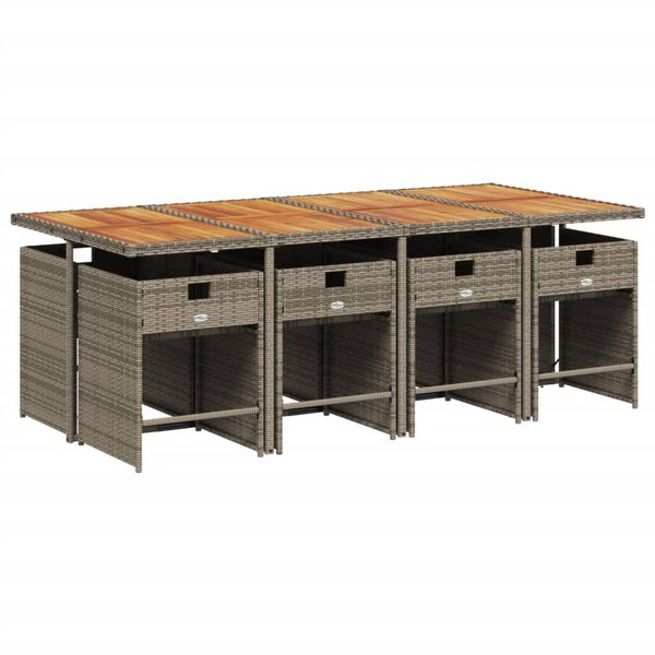 vidaXL 9-dielna z&aacute;hradn&aacute; jed&aacute;lensk&aacute; sada s podložkami siv&aacute; polyratan