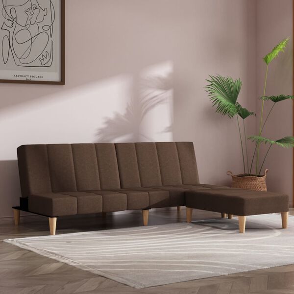 vidaXL 2-miestna rozkladacia pohovka s podnožkou hnedá látka