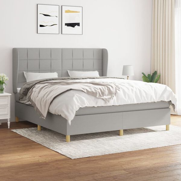 vidaXL Boxspring posteľ s matracom bledosiv&aacute; 180x200 cm l&aacute;tka