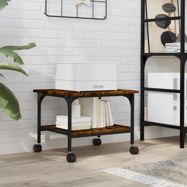 vidaXL Stojan na tlačiareň, 2 police, tmav&yacute; dub 50x40x38 cm