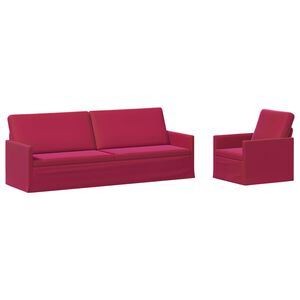 vidaXL Sada pohoviek 2 pcs V&iacute;no červen&eacute; Zamat