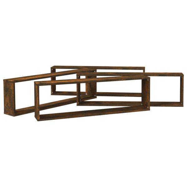 vidaXL Kockové police 4 ks dymový dub 100x15x30 cm spracované drevo