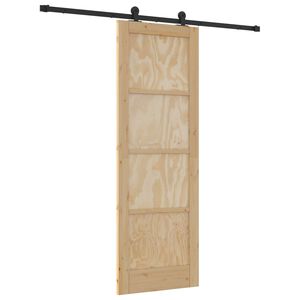 vidaXL Posuvn&eacute; dvere Pr&iacute;rodn&aacute; a čierna 73,5 x 211 cm Borovicov&yacute; mas&iacute;v
