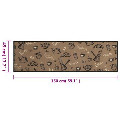 vidaXL Kuchynský koberec, prateľný, Ráno, hnedý 45x150 cm, zamat