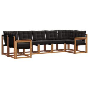 vidaXL Z&aacute;hradn&aacute; s&uacute;prava gaučov s vank&uacute;&scaron;om 7 pcs Pr&iacute;rodn&aacute; a čierna