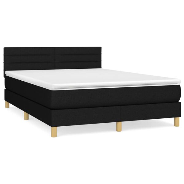 vidaXL Posteľn&yacute; r&aacute;m boxspring s matracom čierny 140x200 cm l&aacute;tka